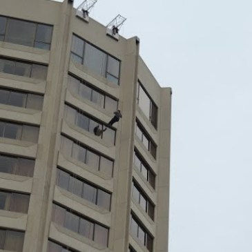 Abseiling off Wrest Point Casino